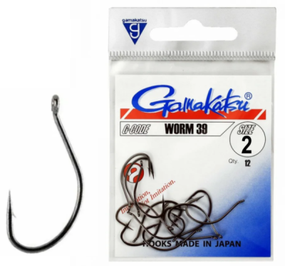 Крючок офсетный Gamakatsu Worm39 Black №2