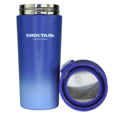 Термос - кружка Biostal-Crosstown 0,4л с фильтром из нержавеющей стали небесная лазурь (3)