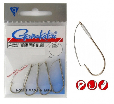 Крючки Gamakatsu Worm Wire Guard BRZ/0, №5, (3шт) Крючки Gamakatsu Worm Wire Guard BRZ/0, №5, (3шт)
