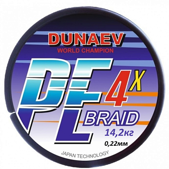 Плетеный шнур Dunaev Braid PE X4 Ярко-зеленый 150м (0.22мм)