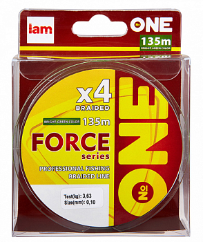 Плетеный шнур Iam №One Force X4 135м Bright-green (0.10мм)