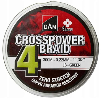 Плетеный шнур Dam Crosspower 4-Braid 300м  (0.22mm)