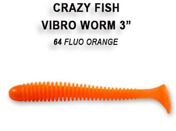 Приманка силиконовая Crazy Fish Vibro Worm 3.4" 8,5см (12-85-64-6, Кальмар)