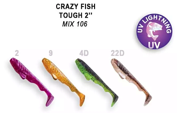 Приманка силиконовая Crazy Fish Tough 2" 5см  (71-50-M106-6)