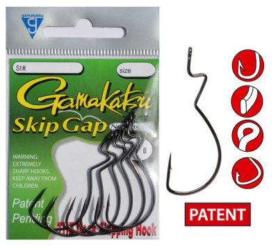 Крючки Gamakatsu Worm Skip Gap Minor, №2/0, (6шт) Крючки Gamakatsu Worm Skip Gap Minor, №2/0, (6шт)