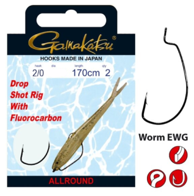 Крючок с поводком Gamakatsu Dropshot Worm EWG 170см №2/0