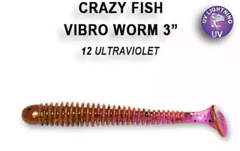 Приманка силиконовая Crazy Fish Vibro Worm 3" 7,5см (11-75-12-6)