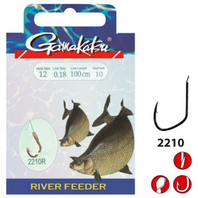 Крючок + поводок Gamakatsu BKD-2210R River Feeder 100см, №14, 0,18mm