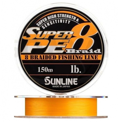 Плетеный шнур Sunline Super PE 8 Braid, orange, 150m Плетеный шнур Sunline Super PE 8 Braid, orange, 150m
