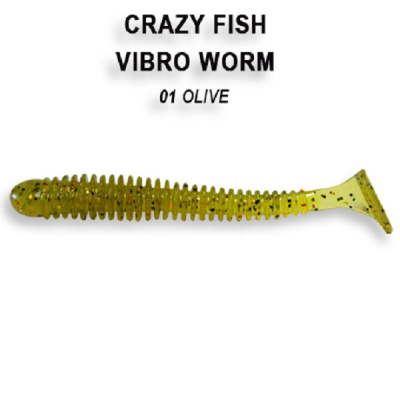 Приманка силиконовая Crazy Fish Vibro Worm floating 3.4'', 8.5 см