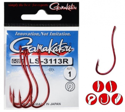 Крючок одинарный Gamakatsu LS-3113R Red №1 Крючок одинарный Gamakatsu LS-3113R Red №1
