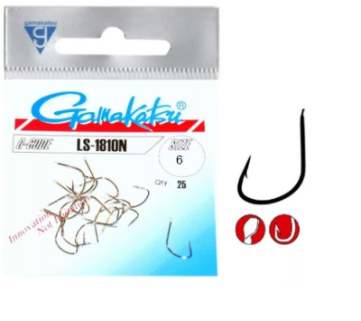 Крючки Gamakatsu LS-1810N, №6, Nickel, (25шт) Крючки Gamakatsu LS-1810N, №6, Nickel, (25шт)
