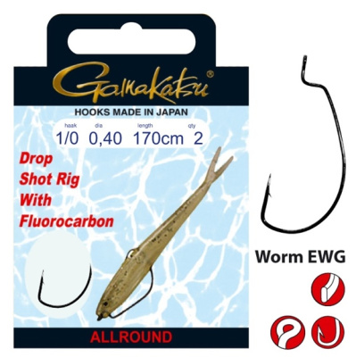 Крючок с поводком Gamakatsu Dropshot Worm EWG 170см №1/0
