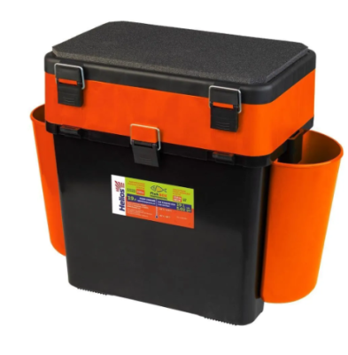 Ящик зимний Helios FishBox двухсекционный оранжевый с двумя стаканами 19л