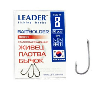 Крючок одинарный Leader Baitholder BN (№8)