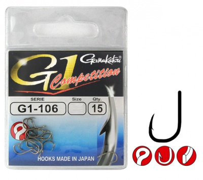Крючки Gamakatsu G1-106 Competition, №12, Bronz, (15шт) Крючки Gamakatsu G1-106 Competition, №12, Bronz, (15шт)
