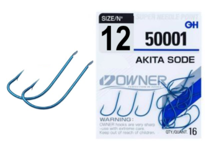 Крючок одинарный Owner Akita Sode Blue №12