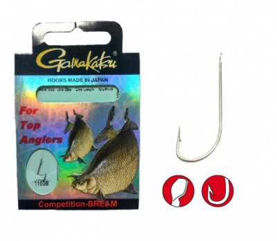 Крючок + поводок Gamakatsu BKS-1100B, Bream, №12, 0,12mm, 22cm, (10шт) Крючок + поводок Gamakatsu BKS-1100B, Bream, №12, 0,12mm, 22cm, (10шт)