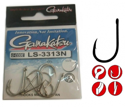 Крючки Gamakatsu LS-3313N, N/L, №8, (14шт) Крючки Gamakatsu LS-3313N, N/L, №8, (14шт)