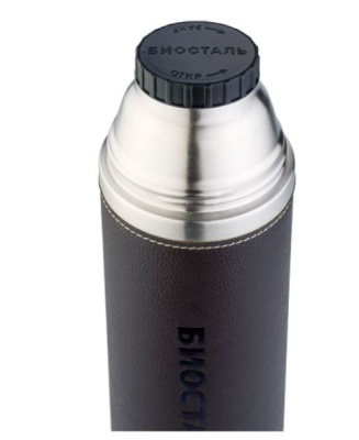 Термос Biostal-Охота 1,0л c узким горлом с кожаной вставкой (2)