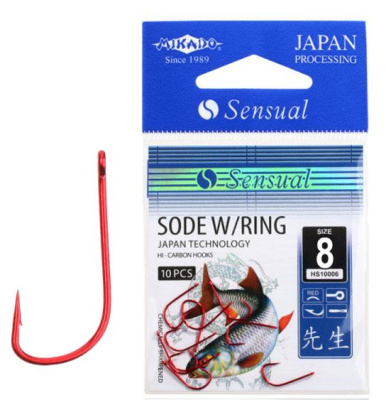 Крючки Mikado Sensual Sode W/Ring, №8 Red (10шт)