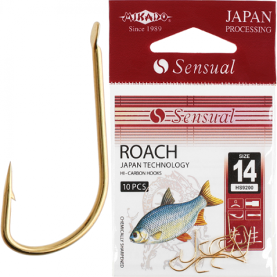 Крючок + поводок Mikado Sensual Roach, №8 G, 70см (10шт)