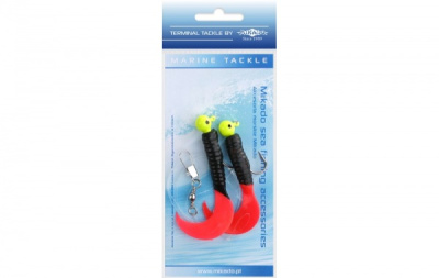 Подвеска морская Mikado Octopus Jighead Rig 7.5 cm  2x6 g (BLACK/RED)