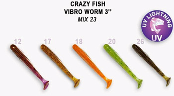 Приманка силиконовая Crazy Fish Vibro Worm 3" 7,5см (11-75-М23-6)