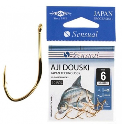 Крючки Mikado Sensual Aji Douski W/Ring, №6 G (10шт) Крючки Mikado Sensual Aji Douski W/Ring, №6 G (10шт)