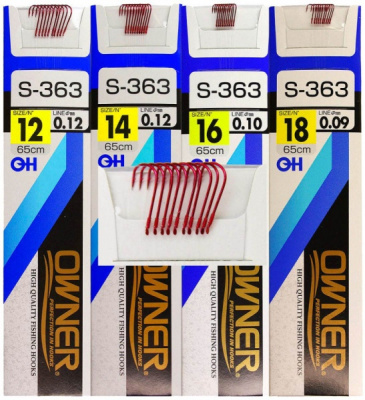 Крючки Owner+поводок 0.12mm, S-363, №14, 65cm Крючки Owner+поводок 0.12mm, S-363, №14, 65cm