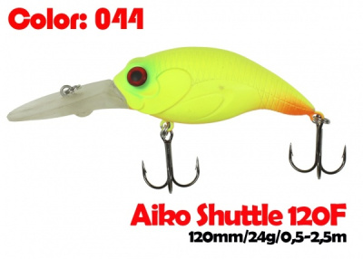 Воблер AIKO Shuttle 120F, 120mm, 24g, заглубление 0.5-2.5m (плавающий) Воблер AIKO Shuttle 120F, 120mm, 24g, заглубление 0.5-2.5m (плавающий)