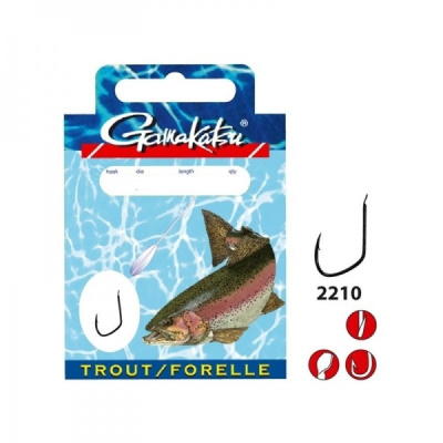 Крючок + поводок Gamakatsu BKD-2210S, Trout №10, 0,16mm, 45cm, (10шт)