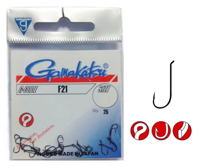 Крючки Gamakatsu F21, №12, (25шт) Крючки Gamakatsu F21, №12, (25шт)