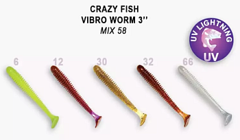 Приманка силиконовая Crazy Fish Vibro Worm 3" 7,5см (11-75-M58-6)