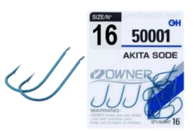 Крючок одинарный Owner Akita Sode Blue №16