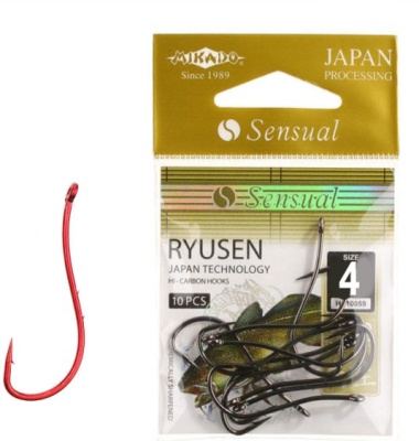 Крючки Mikado Sensual Ryusen W/Ring, №4 Red (10шт)