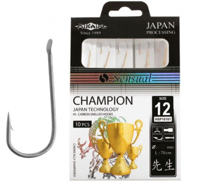 Крючок + поводок Mikado Sensual Champion, №12 NI (10шт) Крючок + поводок Mikado Sensual Champion, №12 NI (10шт)