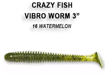 Приманка силиконовая Crazy Fish Vibro Worm 3" 7,5см (11-75-16-6, Кальмар)