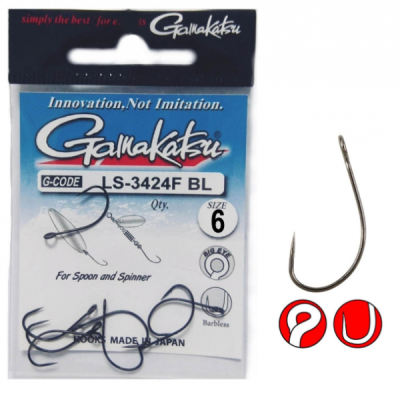 Крючок одинарный Gamakatsu LS-3424F BL №6 Крючок одинарный Gamakatsu LS-3424F BL №6