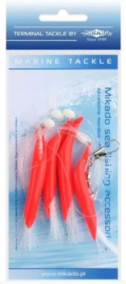 Подвеска морская Mikado Hair Tube Rig, №1/0, (Red/White)