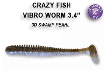 Приманка силиконовая Crazy Fish Vibro Worm 3.4" 8,5см (13-85-3d-6)