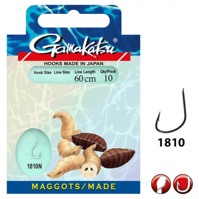 Крючок с поводком Gamakatsu BKG-1810N Maggots 60см №6