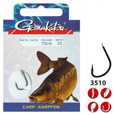 Крючок + поводок Gamakatsu BKD-3510F Carp, №4, 0.28mm (10шт) Крючок + поводок Gamakatsu BKD-3510F Carp, №4, 0.28mm (10шт)