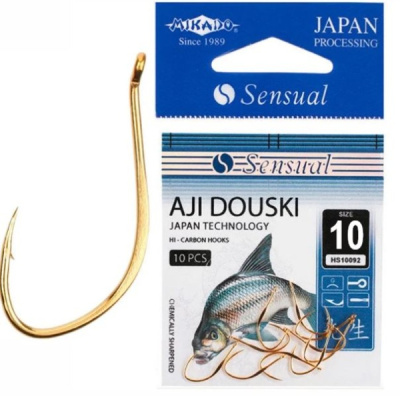 Крючок одинарный Mikado Sensual Aji Douski W/Ring №10 G Крючок одинарный Mikado Sensual Aji Douski W/Ring №10 G