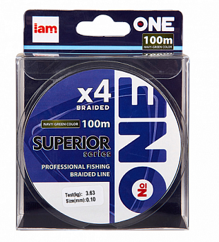 Плетеный шнур Iam №One Superior X4 100м Navy-green (0.10мм)