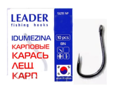 Крючок одинарный Leader Idumezina BN