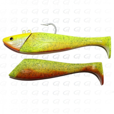 Приманка силиконовая SPRO Mega Jig Shad 470г, 24см, Ora/Chart (2шт)