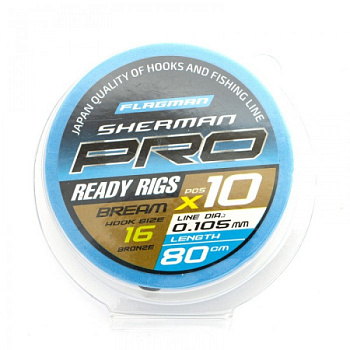 Поводок Flagman Sherman Pro Bream Ready Rigs 80см (№16, 0,105мм)