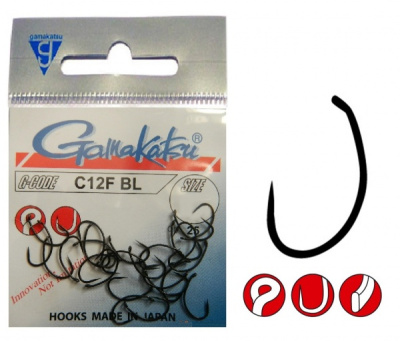 Крючки Gamakatsu C12 Barbless (Black), №12, (25шт) Крючки Gamakatsu C12 Barbless (Black), №12, (25шт)