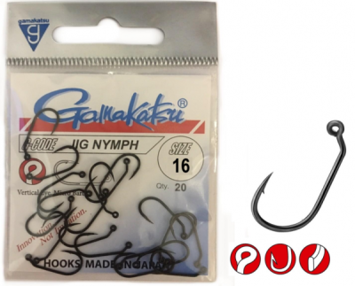 Крючок одинарный Gamakatsu Nymph Jig Black №16